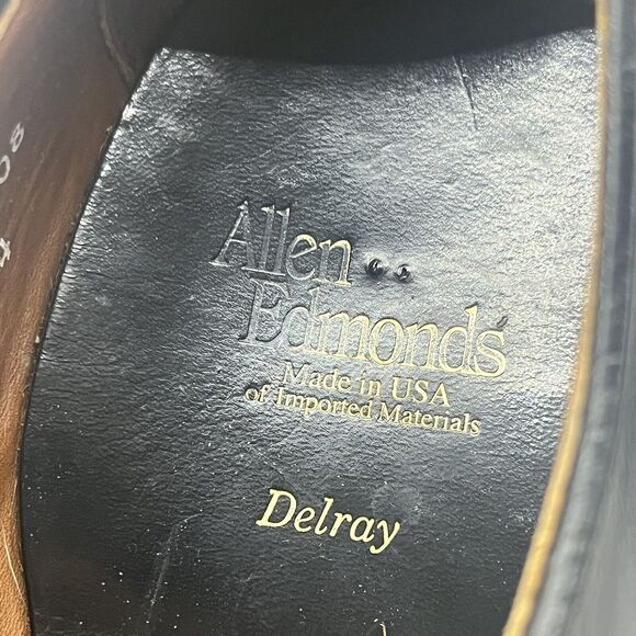 Allen Edmonds Delray Men Size 10.5 B‎ Shoes Black Leather Split Toe Oxford 9564